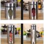 CSPFAIRY Lead Free Glass Multifunction Spice Box Stainless Steel Seal Flavoring Jar Barbecue Bottle Big Capacity 4 Pcs/Set Kitchen Supplies