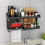LYNNTLJ Wall Mounted Spice Racks,2-Tier Space Aluminum Kitchen Spice Holder,for Spice Jar and Bottle Storage/Black / 59.6x16x28.6cm
