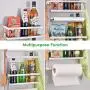 Magnetische Kühlschrank-Organizer-Racks mit Haken, für starke Magnetkraft, rostfreier Aufbewahrungsbehälter für Küchenpapierhalter, Gewürzgläser, Regalbefestigung, 19 x 13 x 5,3 Zoll
