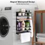 Kitchen Rack - Magnetic Fridge Organizer - 17.7x12.7x5 INCH With 22LBS/10KG Weight Capacity - Paper Towel Holder, Rustproof Spice Jars Rack, Heavy-duty Refrigerator Shelf Storage Including 5 Hooks