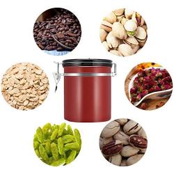 Coffee Bean Container - Coffee Container, Stainless Steel Sealed Airtihgt Kitchen Storage Cansiter (Color : Red)