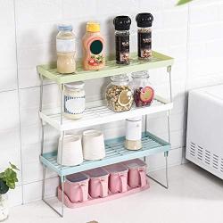 Kitchen Spice Rack Organizer,2-Tier Standing Rack Kitchen Bathroom Countertop Storage Organizer Shelf Holder Rack,Kitchen Bathroom Bedroom Countertop Storage Organizer Spice Jars Bottle (White)
