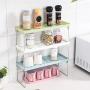 Kitchen Spice Rack Organizer,2-Tier Standing Rack Kitchen Bathroom Countertop Storage Organizer Shelf Holder Rack,Kitchen Bathroom Bedroom Countertop Storage Organizer Spice Jars Bottle (White)