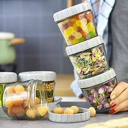 Tree House Glass Storage jar Lids, Versatile Food Storage Canisters Pack of 6 Tray-B 260mlx6