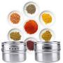JedaJeda Set of 4pc Magnetic Spice Jars Tin Stainless Steel Storage Container Clear Lid