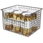 mDesign Metal Kitchen Pantry Food Storage Organizer Basket - Farmhouse Grid Design with Open Front for Cabinets, Cupboards, Shelves - Holds Potatoes, Onions, Fruit - 12" Wide, 8 Pack - Bronze