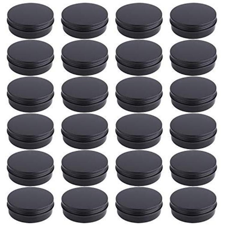 Foraineam 24 Pack 8 oz / 240ml Round Aluminum Tin Cans with Screw Top Lids  - Large Metal Empty Tea Storage Case Jars - Spice Salve Hair Wax Cosmetic