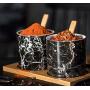 Ceramics Black Marbling Pepper Shape Sugar Salt Pepper Storage Jar with Lid And Spoon