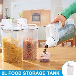 Qjoy PP Multifunctional Grain Sorage Tank, 2L Plastic Cereal Dispenser, Storage Box Kitchen Food Grain Rice Container