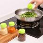 4pcs/set Double Lid Pepper Spice Shaker Glass Salt Seasoning Can Kitchen Cruet Condiment Bottle Sugar Seal Jar Container,Black 2pcs