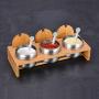 3 Grid Wooden Spice Rack Set Kitchen Supplies Salt Pepper Bottle Seasoning Jar Condiment Storage Container 3pcs Jars & Spoons Seasoning Rack Sets for Sugar Salt Crut, Kitchen Condiment Storage Box