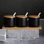 HEMFV Spice Jars, Ceramic Food Storage Spice Containers with Bamboo Lid- Porcelain Jar- Perfect Canister for Sugar Bowl, Seasoning HEMFV Spice Jars, Ceramic Food Storage Spice Containers with Bamboo Lid- Porcelain Jar- Perfect Canister for Sugar Bowl, Seasoning