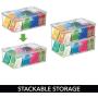 mDesign Stackable Plastic Tea Bag Holder Storage Bin Box for Kitchen Cabinets, Countertops, Pantry - Organizer Holds Beverage Bags, Cups, Pods, Packets, Condiment Accessories - 2 Pack - Clear