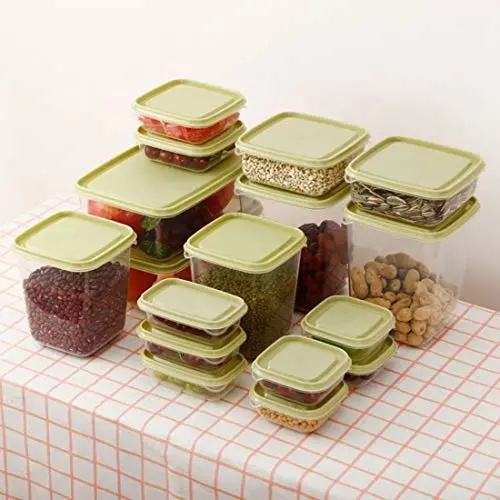 Maßgeschneidertes 17-teiliges Lebensmittel-Aufbewahrungsbox-Set Küchen-Fertigung Lebensmittel-Aufbewahrungsboxen Lebensmittelbehälter (Farbe: Grün)