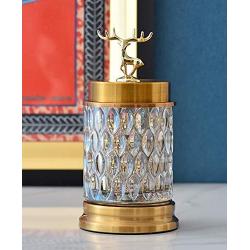 Reindeer Transparent with Cover Sugar Jar Living Room Soft Decorations Craft Creative Ornaments Glass Candy Jar (A)