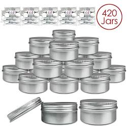 80g/80ml (420Pieces) Silver Aluminum Tin Storage Jar Containers with Screw top Lids