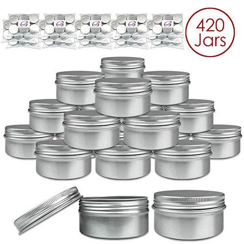 80g/80ml (420Pieces) Silver Aluminum Tin Storage Jar Containers with Screw top Lids