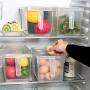 HOMELUNY Pack of 4 Refrigerator Crisper Storage Box with Handle Food Kitchen Clear Storage Jars for Candy, Cookie, Rice, Sugar,Flour,Snacks Keeping Food Dry & Fresh