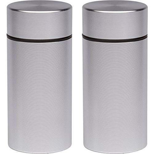 2x Stash Jar - Airtight Smell Proof Durable Multi-Use Portable Metal Herb Container. Waterproof Aluminum Screw-top Lid Lock Odor. Beautiful Discreet Design Store Herbs Tobacco Spices Securely Silver