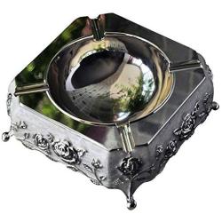 SYHSKJ-Ash Trays Ashtrays Metal Craft Ashtray Home Decoration Cigar Jar Multifunctional Dressing Table Jewelry Storage Box Office Desktop Creative Decoration Gift (Color : Silver, Size : 14143.5cm)