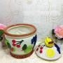 Chinashow Vintage Serviergläser mit Deckel – Keramik Süßigkeitenbehälter, Tee- und Gemüselieferung, Aufbewahrungsdosen für Mehl, Zucker, Tee, Kaffee, Kekse und Süßigkeiten, Bananen und Kokosnuss