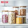 | Storage Bottles & Jars | Food Storage Bottles Glass Jar Sealed Cans with Bamboo Cover Large Capacity Tampion Cereals Glass Bottle Tea Box R0033 | by HUDITOOLS | 1 PCs