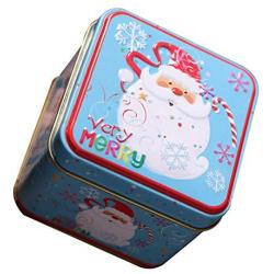 VANKOA Christmas Tin Gift Box - Round Cookie Candy Storage Containers with Lids for Confectioneries, Holiday Decor 3.15 X 2.95 X 2.55-inch - C, 8x7.5x6.5cm