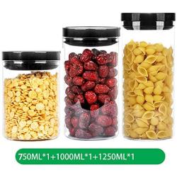 WH- Kitchen Glass Jar With Lid In Sealed Milk Tea, Coffee Beans Cereals Classified Storage Means To Store 3/4 (Color : 3 packs)