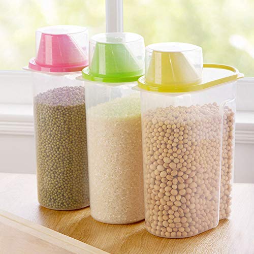 Cwg 2.5L Large Kitchen Storage Jar, Miscellaneous Grains Storage Containers with Measuring Cup Cover