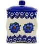 Polish Pottery 4?-inch Jar with Lid (Blue Flower Halo Theme) Signature UNIKAT + Certificate of Authenticity