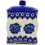 Polish Pottery 4?-inch Jar with Lid (Blue Flower Halo Theme) Signature UNIKAT + Certificate of Authenticity