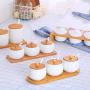 Kitchen Spice Jar Ceramics Seasoning Container Salt Sugar Storage Bottle Kitchen Three Sets Of Chili Condiment Pot,Tza24-1Set Of 3 Jars