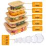 Glass Food Storage Containers with Lids (Bamboo) Set of 5. Bonus 6 Silicone Stretch Lids. BPA Free, Plastic Free & Eco Friendly Food Storage. Glass Meal Prep Containers for Lunch and Leftovers.