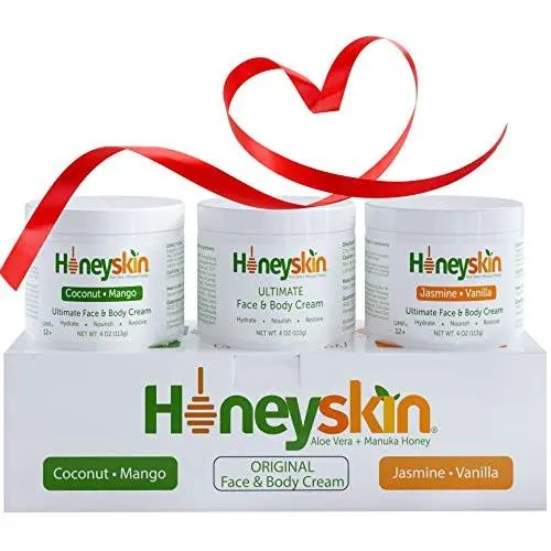 Natürliche Gesichts- und Körpercreme Geschenkset - Duftende Handcreme Set für Damen – Für Ekzeme, Rosacea, Hautausschläge, Rötungen, Feuchtigkeitsspendende Gesichtscreme – Geschenkideen für Frauen – Feuchtigkeitscreme (4oz)