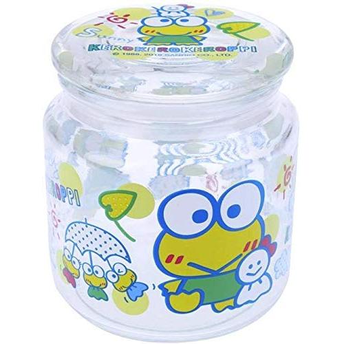 Keroppi Transparent Glass Storage Jar Snacks Cookies Sugar Airtight Container 480 ml Kitchen Canister