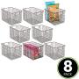 mDesign Farmhouse Decor Metal Wire Food Storage Organizer, Bin Basket with Handles for Kitchen Cabinets, Pantry, Bathroom, Laundry Room, Closets, Garage, 12" x 9" x 8" - 8 Pack - Bronze