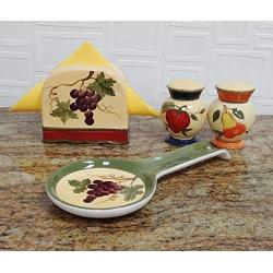 Tuscany Garden Colorful Hand Painted Mixed Fruit, 4pc Stove Top Set, 89225/28 by ACK