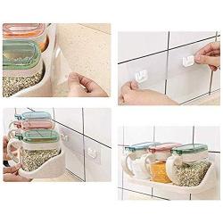 Wall Mount Seasoning Box Set, Clear Glass Spice Storage Canister With Airtight Lids And Spoons Reusable Spice Jars-2 Pcs