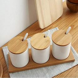 KANEED 2 sets Simple Life Creative Ceramics Kitchen Food Containers Organizer Jars For Spices Sugar-bowl Condiment Box Kitchen Storage Bottl Seasoning Cruet Set