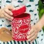 Kitchen Sealed Storage Tank Tea Cans Coffee Pot Sugar Bowl Container Metal Jars Seal Spice Organizer Storage,Red small