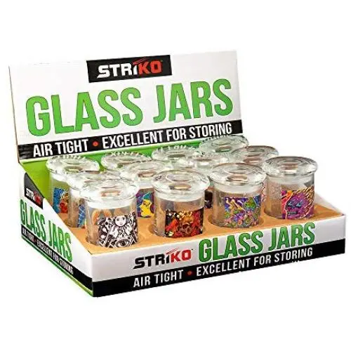 Lot de 12 bocaux en verre Striko – 10,5 cm / Assortiment