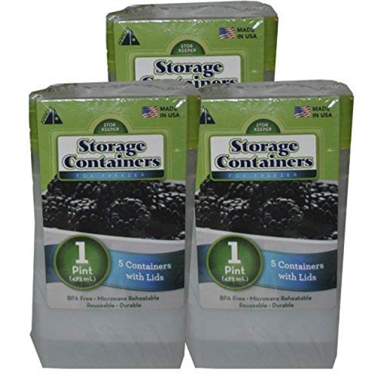 1 Pint Freezer Storage Container - 5 pack - Arrow Home Products