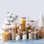 Hemoton Glass Food Jar With Lid, Clear Canister Container Kitchen Food Containers For Kitchen Storage, For Grains, Seeds, Coffee, Flour, Sugar,Tea Coffee Spice Candy(1800ml)