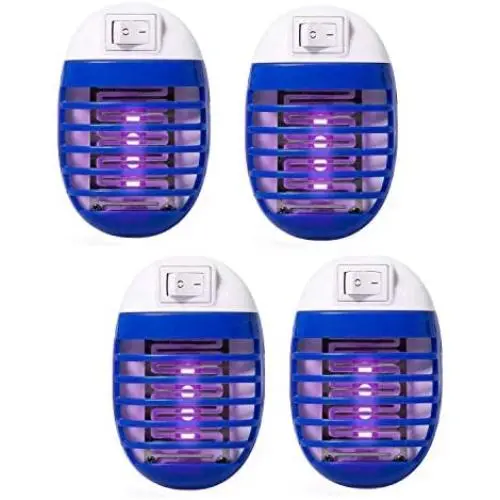 4er Pack Elektro-Mückenvernichter mit UV-LED Nachtlicht, Elektronische Insekt-Fliegenfalle für Innen- und Außenbereich