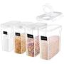 ME.FAN Cereal Storage Containers [Set of 4] Airtight Food Storage Containers 4L(135oz) - Large Kitchen Storage Keeper with 24 Chalkboard Labels - BPA Free, Easy Pouring Lid (White)