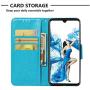 Soft PU Leather Wallet Case for Huawei Mate 20,Flip Stand Case for Huawei Mate 20,Moiky Classic Retro Blue 3D Owl Design Solid Color Purse Folio Magnetic Cover with Wrist Strap