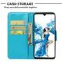 Soft PU Leather Wallet Case for Huawei Mate 20,Flip Stand Case for Huawei Mate 20,Moiky Classic Retro Blue 3D Owl Design Solid Color Purse Folio Magnetic Cover with Wrist Strap
