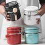 Creative Ceramic Tea Cans Sealed Canister Milk Powder Candy Coffee Beans Jars Food Container Spice Storage Bottle With Lid Spoon,A-Xl