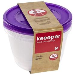 keeeper Food Box Fredo Fresh 2, 3L Round 3 Pieces in Purple, 3-Piece