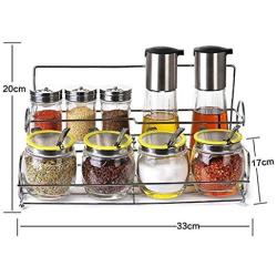 LQQGXLCondiment bottle, jar condiment storage box Spice jar oil dispenser cooking oil and vinegar dispenser bottle set kitchen spice storage box (Color : A)